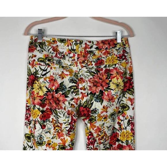 Zara Z195 Basic Denim Jeans 6 Ankle Skinny Tropical Floral All Over Print - Picture 4 of 8